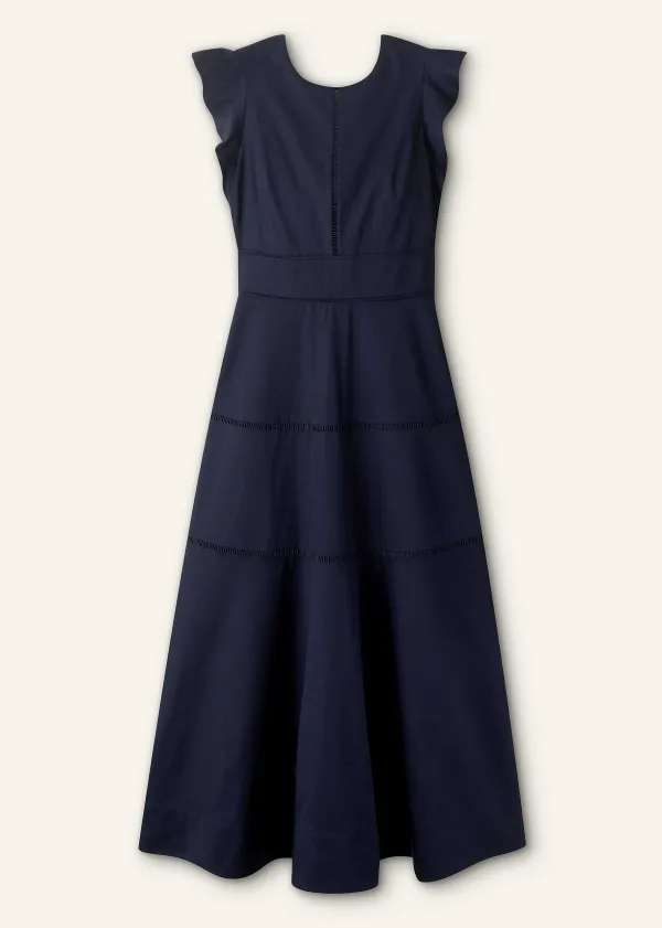 ME+EM Cotton Poplin Volant Sleeve Maxi Dress | Women Maxi Dresses