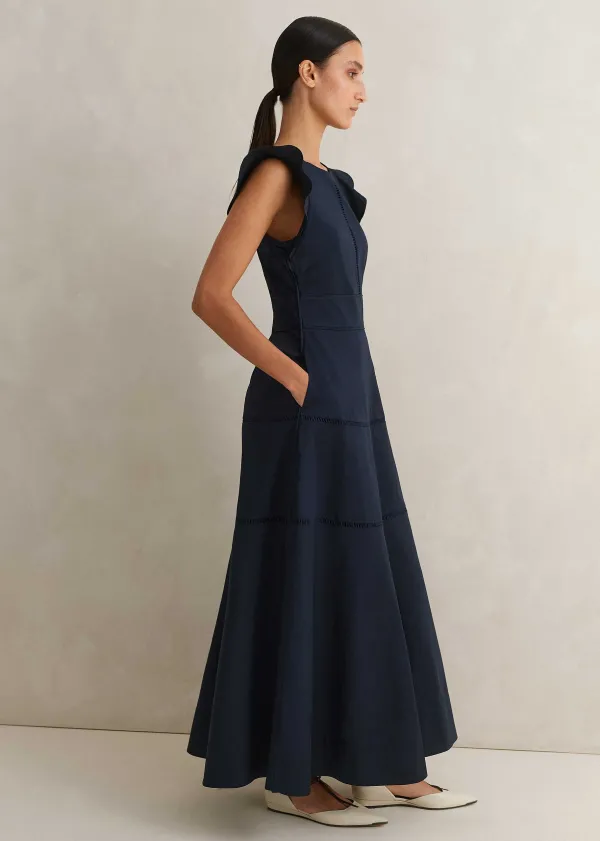 cotton_poplin_volant_sleeve_maxi_dress_2.webp ME+EM Cotton Poplin Volant Sleeve Maxi Dress | Women Maxi Dresses