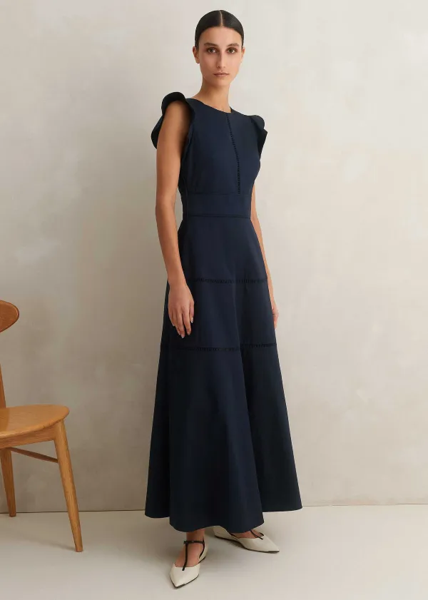 cotton_poplin_volant_sleeve_maxi_dress_3.webp ME+EM Cotton Poplin Volant Sleeve Maxi Dress | Women Maxi Dresses