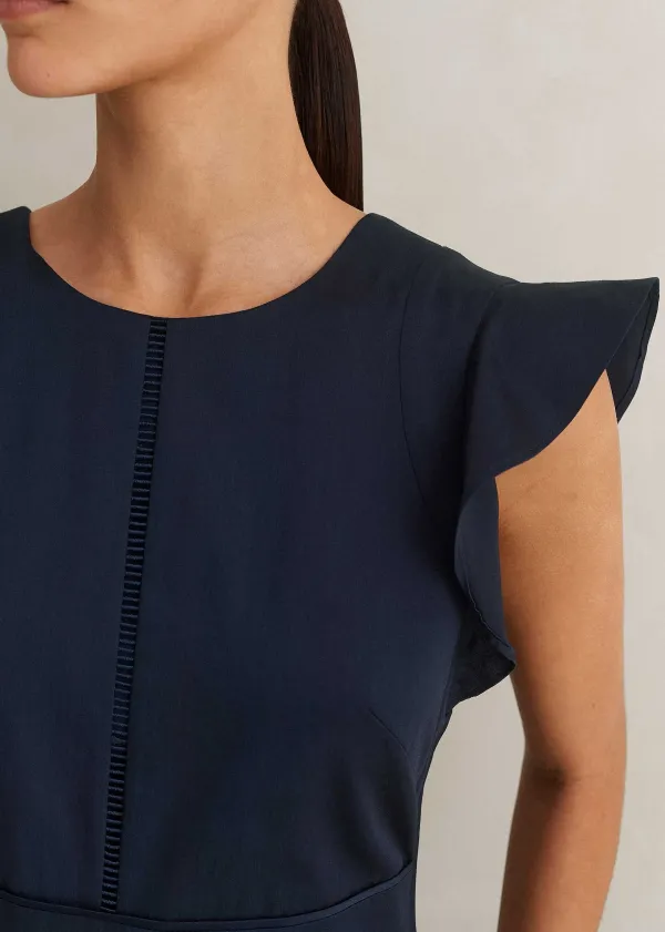 cotton_poplin_volant_sleeve_maxi_dress_4.webp ME+EM Cotton Poplin Volant Sleeve Maxi Dress | Women Maxi Dresses