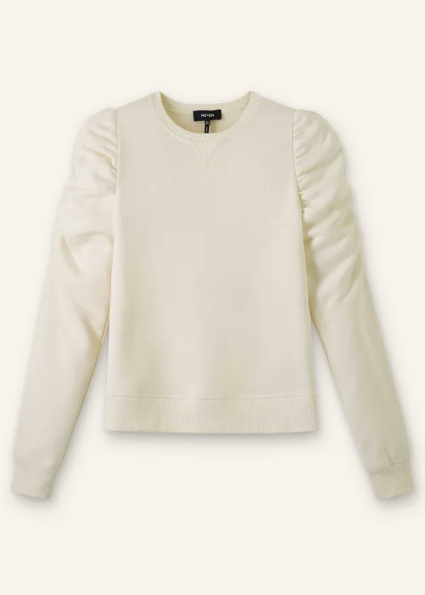 ME+EM Cotton Ruche Sleeve Sweatshirt | Women Sweatshirts & Long Sleeve Tops