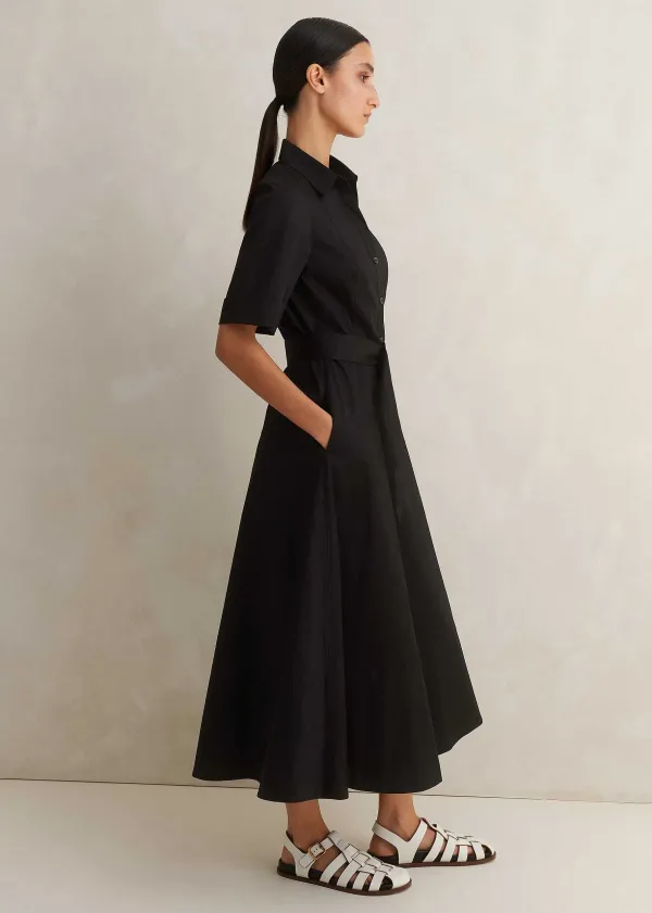 cotton_sateen_midi_shirt_dress__belt_2.webp ME+EM Cotton Sateen Midi Shirt Dress + Belt | Women Midi Dresses