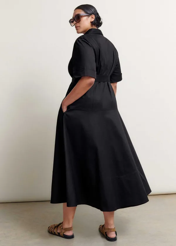 cotton_sateen_midi_shirt_dress__belt_6.webp ME+EM Cotton Sateen Midi Shirt Dress + Belt | Women Midi Dresses