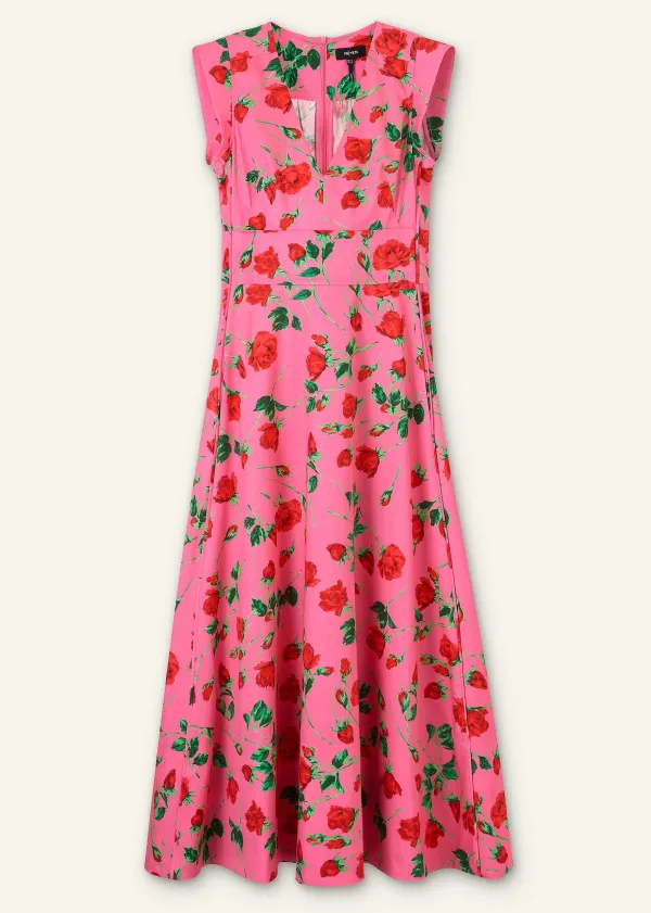 ME+EM Cotton Sateen Rose Print Maxi Dress | Women Maxi Dresses