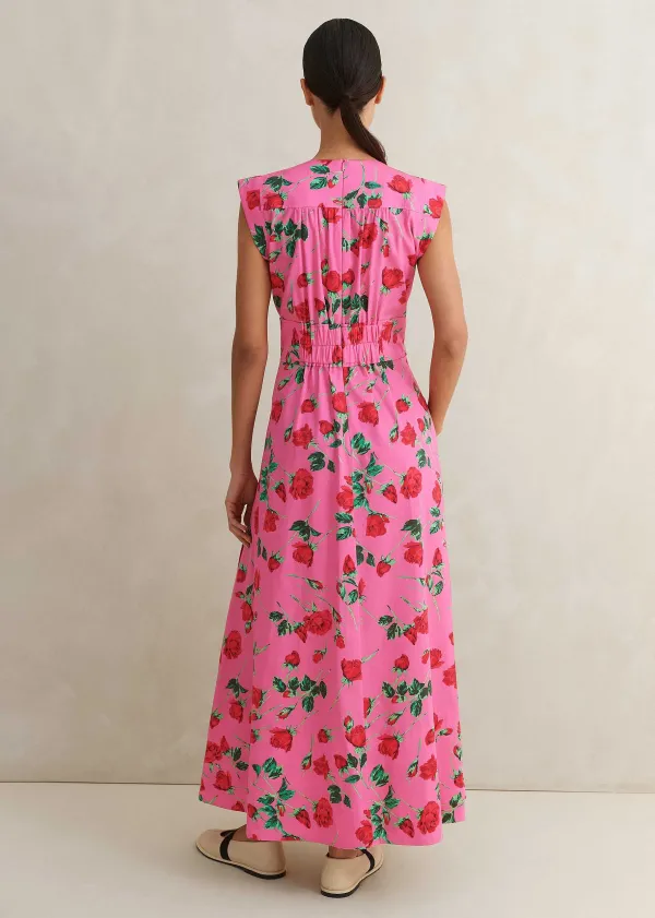 cotton_sateen_rose_print_maxi_dress_2.webp ME+EM Cotton Sateen Rose Print Maxi Dress | Women Maxi Dresses