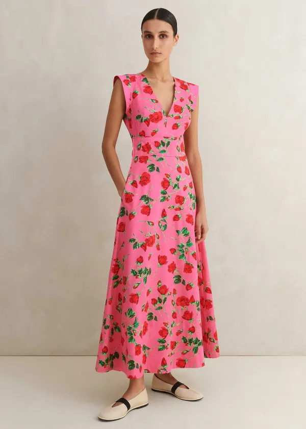 cotton_sateen_rose_print_maxi_dress_3.webp ME+EM Cotton Sateen Rose Print Maxi Dress | Women Maxi Dresses