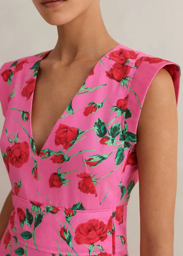 cotton_sateen_rose_print_maxi_dress_4.webp ME+EM Cotton Sateen Rose Print Maxi Dress | Women Maxi Dresses