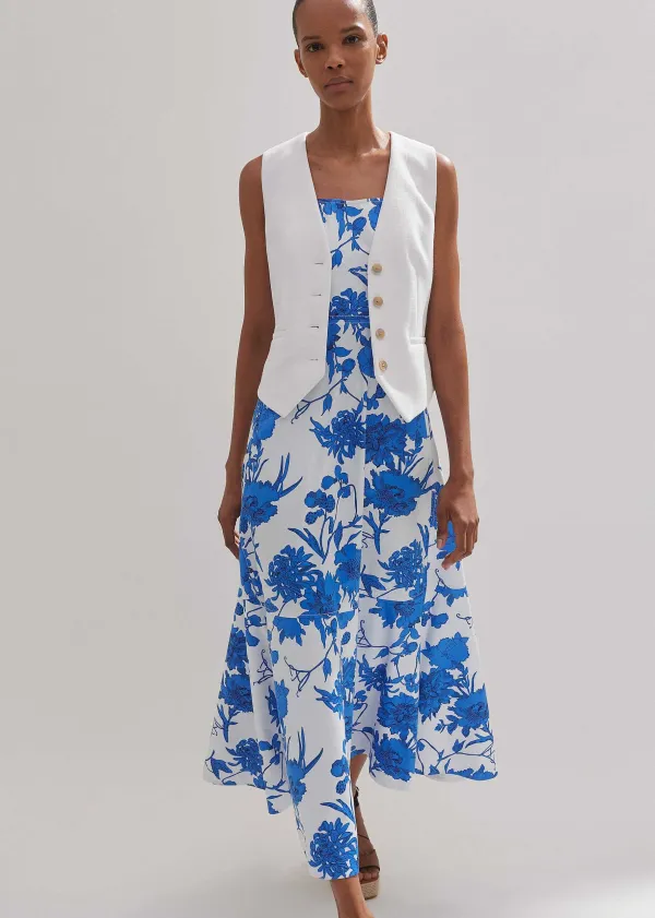 ME+EM Cotton Scribbled Flower Print Maxi Dress | Women Maxi Dresses