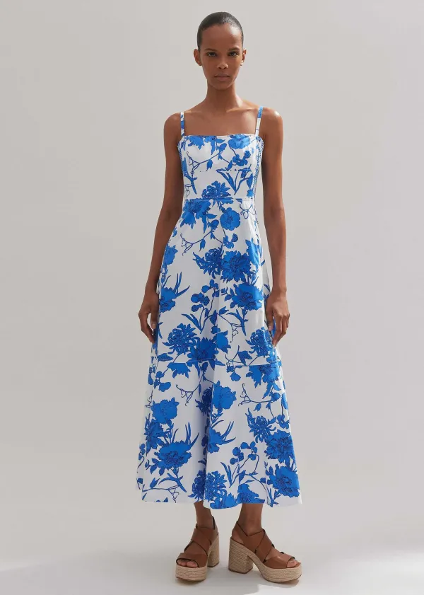 ME+EM Cotton Scribbled Flower Print Maxi Dress | Women Maxi Dresses