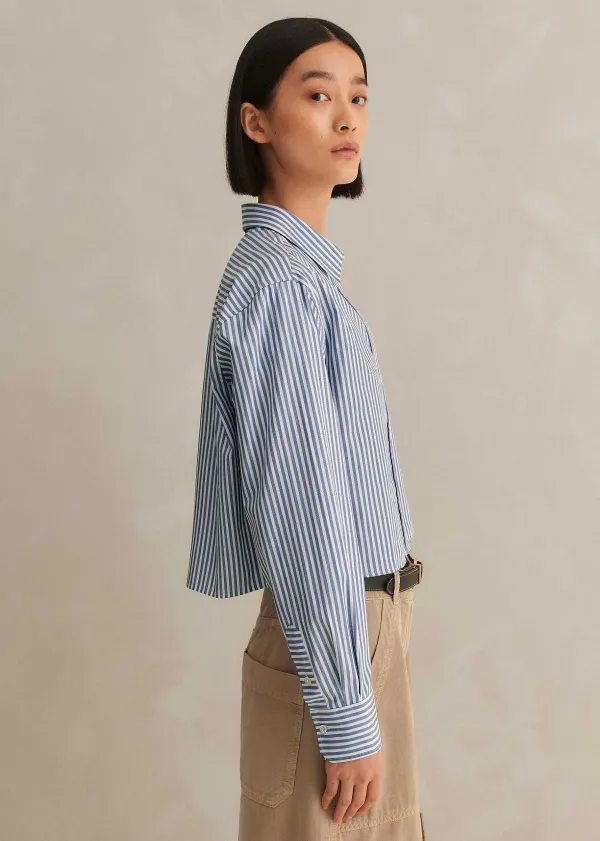 cotton_striped_crop_shirt_2.webp ME+EM Cotton Striped Crop Shirt | Women Shirts