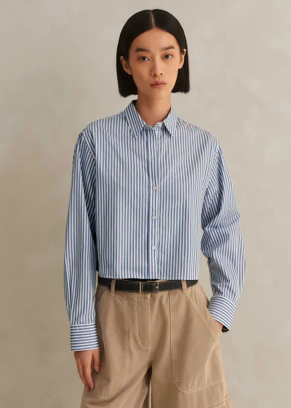 cotton_striped_crop_shirt_4.webp ME+EM Cotton Striped Crop Shirt | Women Shirts