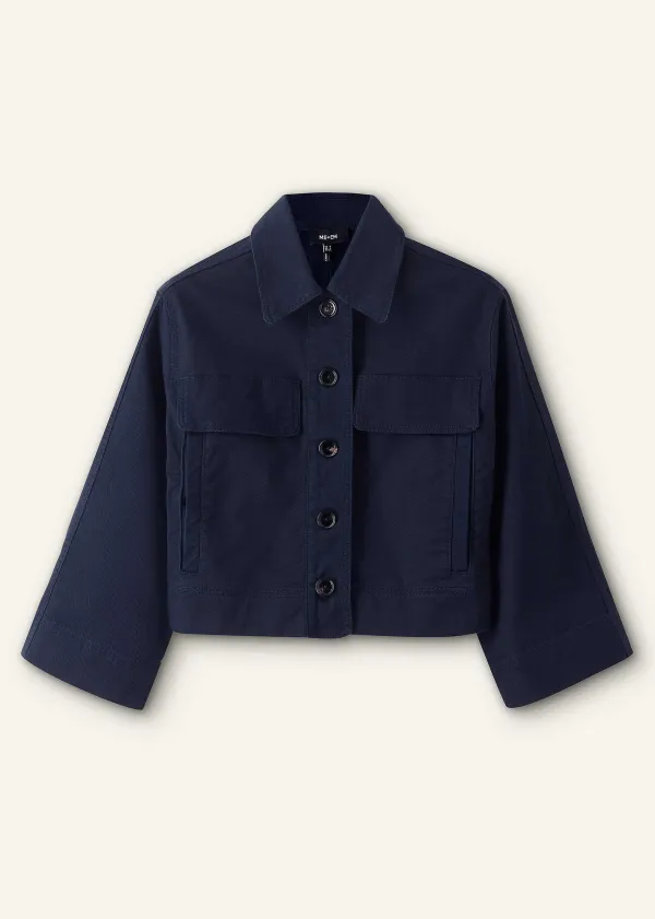 ME+EM Cotton Twill Casual Swing Jacket | Women Crop Jackets