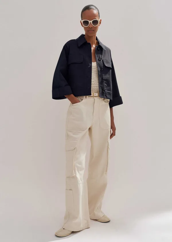 ME+EM Cotton Twill Casual Swing Jacket | Women Crop Jackets