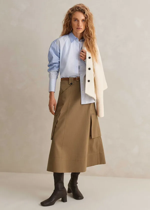 ME+EM Cotton Utility Midi Skirt | Women Skirts