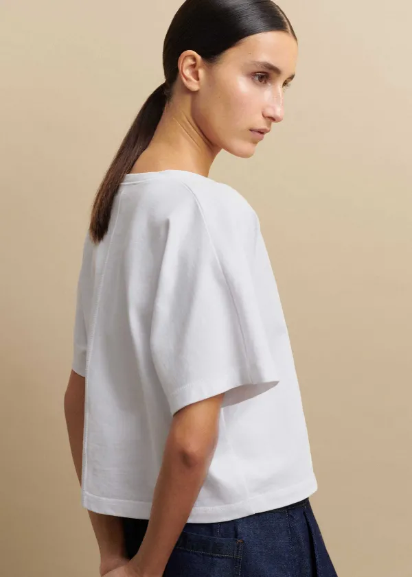 ME+EM Cotton V-Neck Oversized Crop Tee | Women T-Shirts