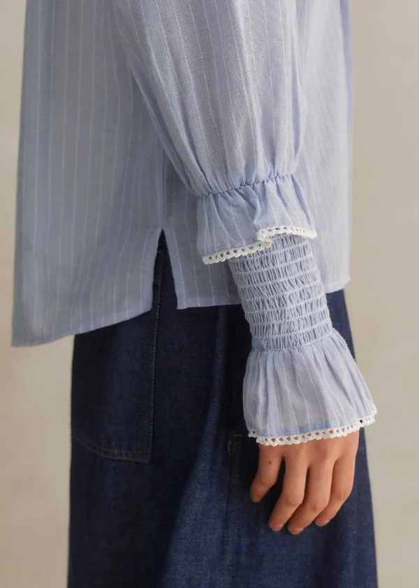 cotton_voile_stripe_long_sleeve_top_5.webp ME+EM Cotton Voile Stripe Long Sleeve Top | Women Blouses