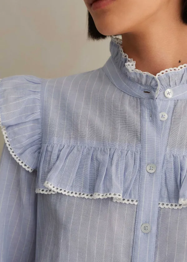 cotton_voile_stripe_long_sleeve_top_7.webp ME+EM Cotton Voile Stripe Long Sleeve Top | Women Blouses