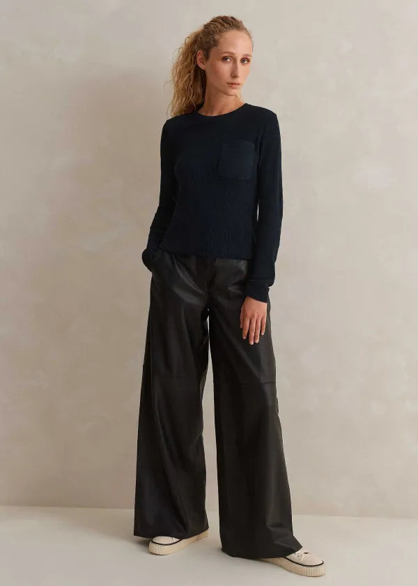 ME+EM Cotton Waffle Jersey Longsleeve Top | Women Layering Tops