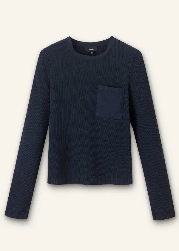 ME+EM Cotton Waffle Jersey Longsleeve Top | Women Layering Tops