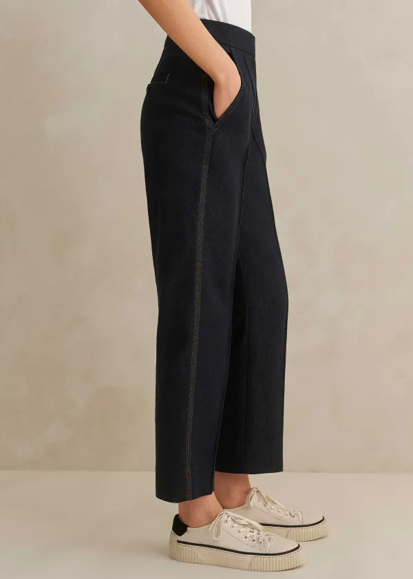 ME+EM Cotton-Blend Denim Straight Crop Trouser | Women Crop Trousers