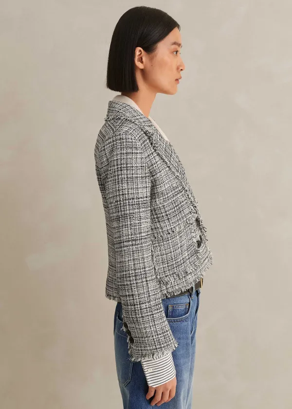 ME+EM Cotton-Blend Fringe Trim Crop Jacket | Women Crop Jackets