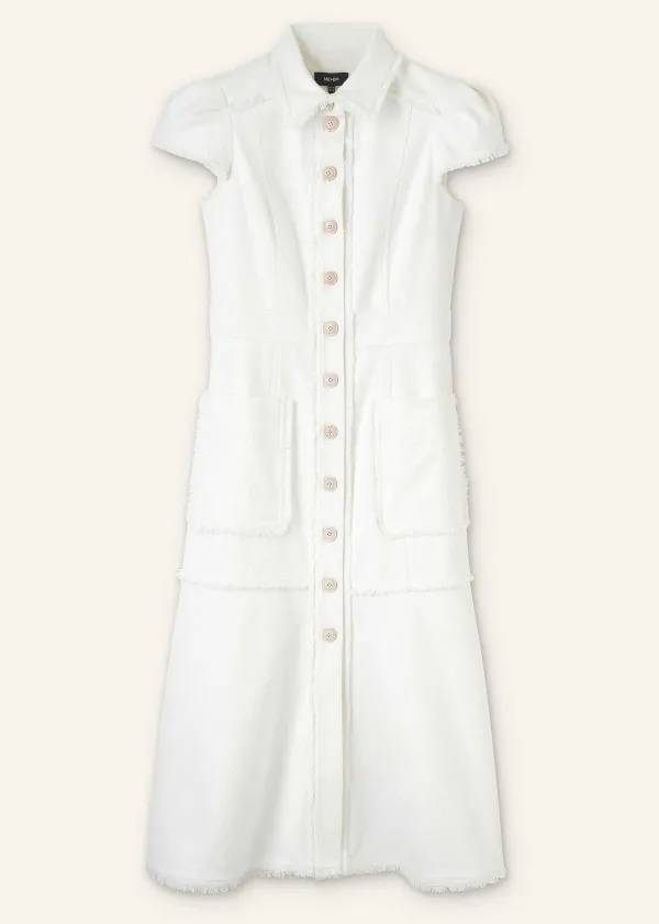 ME+EM Cotton-Blend Fringed Midi Dress | Women Midi Dresses