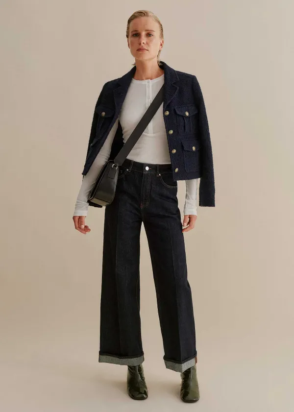 ME+EM Crease Front Turn Up Wide-Leg Jean | Women Wide-Leg Trousers