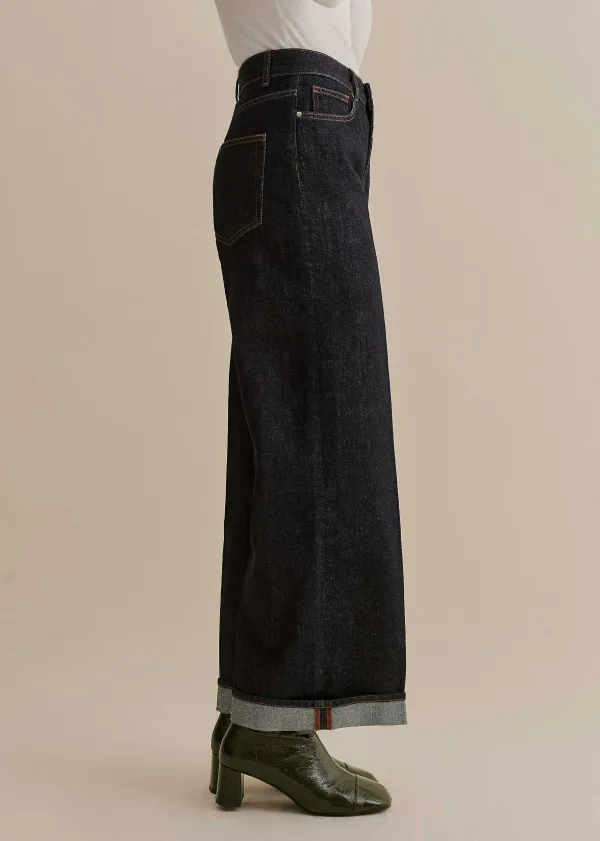 ME+EM Crease Front Turn Up Wide-Leg Jean | Women Wide-Leg Trousers