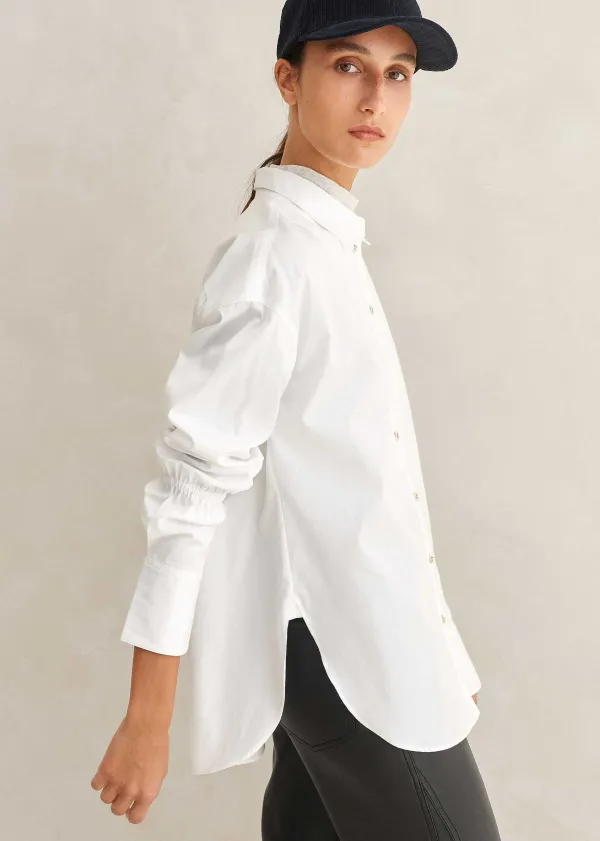 ME+EM Crease Less Cotton Elastic Sleeve Shirt | Women Shirts