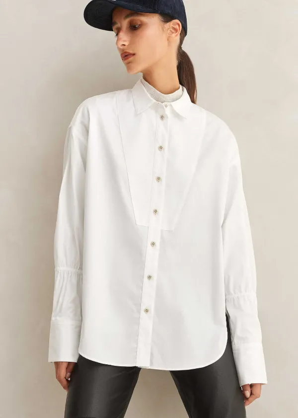 crease_less_cotton_elastic_sleeve_shirt_2.webp ME+EM Crease Less Cotton Elastic Sleeve Shirt | Women Shirts
