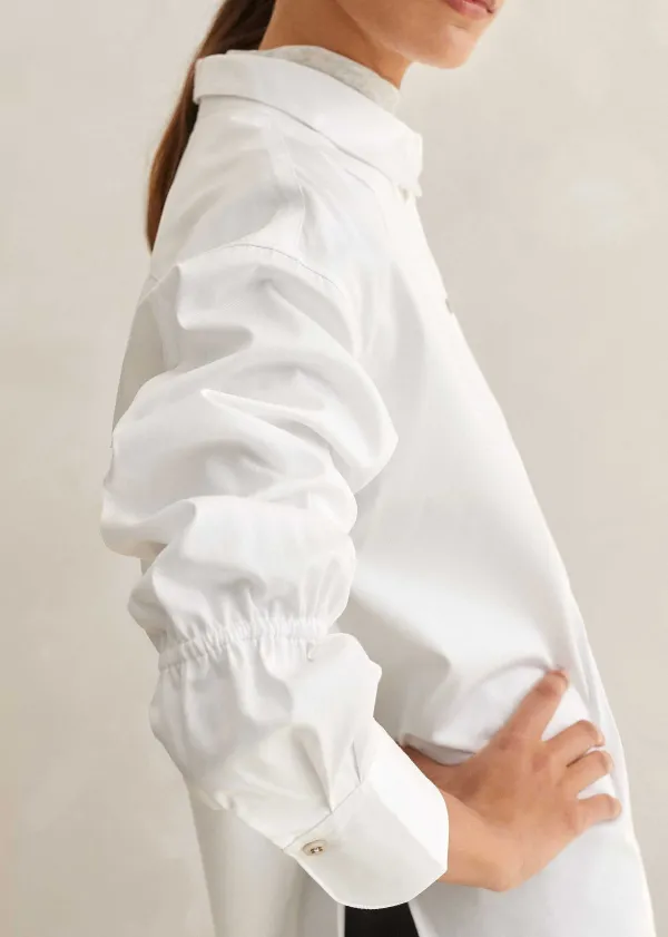 crease_less_cotton_elastic_sleeve_shirt_4.webp ME+EM Crease Less Cotton Elastic Sleeve Shirt | Women Shirts