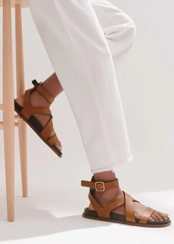 ME+EM Crossover Footbed Sandal | Women Flat Shoes