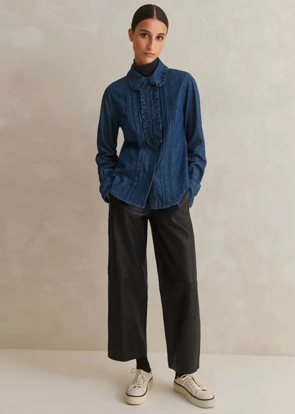 ME+EM Denim Frill Shirt | Women Shirts