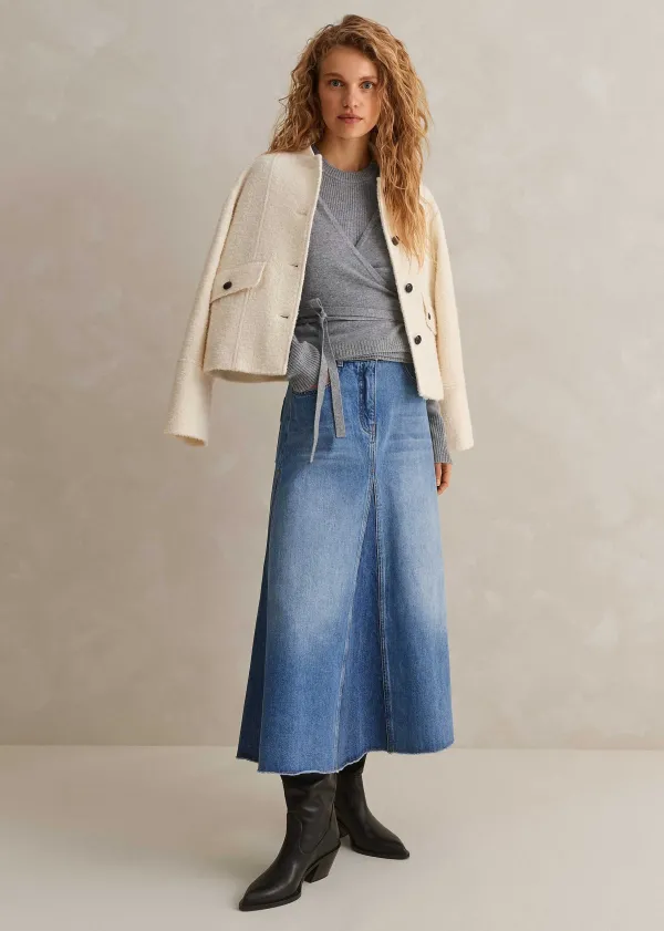 ME+EM Denim Insert Midi Skirt | Women Skirts