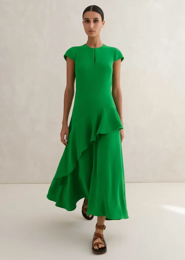 ME+EM Fluid Crepe Volant Statement Maxi Dress | Women Maxi Dresses