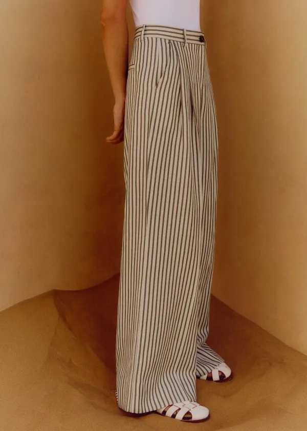 ME+EM Fluid Stripe Straight-Leg Trouser | Women City Break Solutions