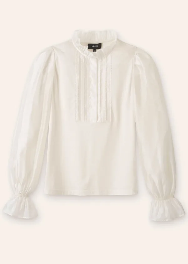 ME+EM Frill Neck Scallop Detail Layering Blouse | Women Blouses