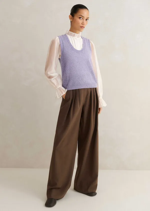 frill_neck_scallop_detail_layering_blouse_2.webp ME+EM Frill Neck Scallop Detail Layering Blouse | Women Blouses