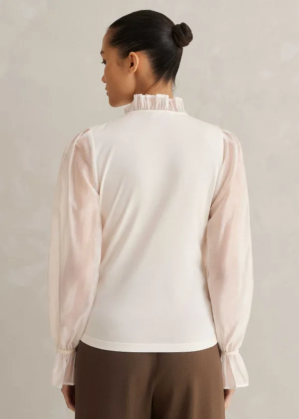 frill_neck_scallop_detail_layering_blouse_4.webp ME+EM Frill Neck Scallop Detail Layering Blouse | Women Blouses