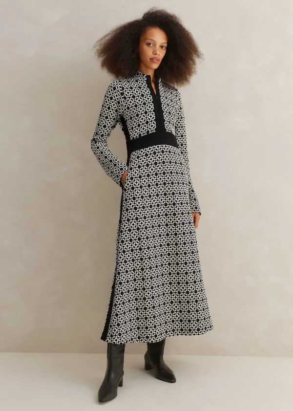 ME+EM Graphic Jacquard Ponte Maxi Dress | Women Maxi Dresses