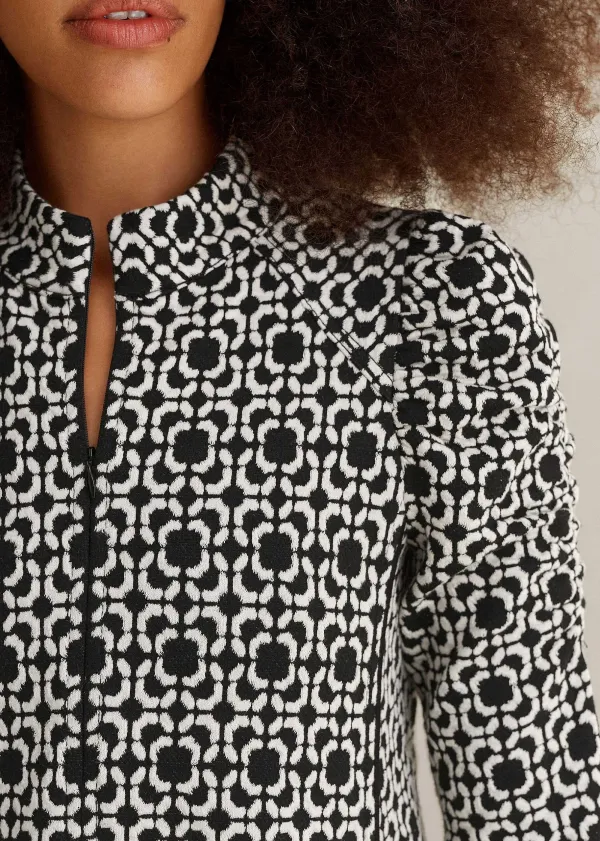 graphic_jacquard_ponte_swing_dress_3.webp ME+EM Graphic Jacquard Ponte Swing Dress | Women Short Dresses