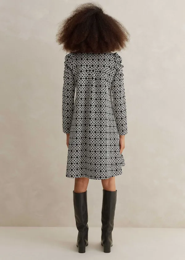 graphic_jacquard_ponte_swing_dress_5.webp ME+EM Graphic Jacquard Ponte Swing Dress | Women Short Dresses