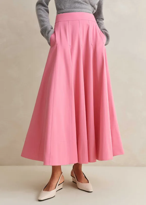 ME+EM Heavy Cotton Sateen Maxi Skirt | Women Skirts