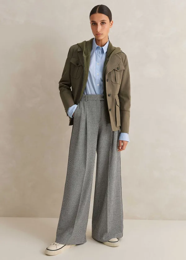 ME+EM Houndstooth Pleated Man Pant | Women Wide-Leg Trousers