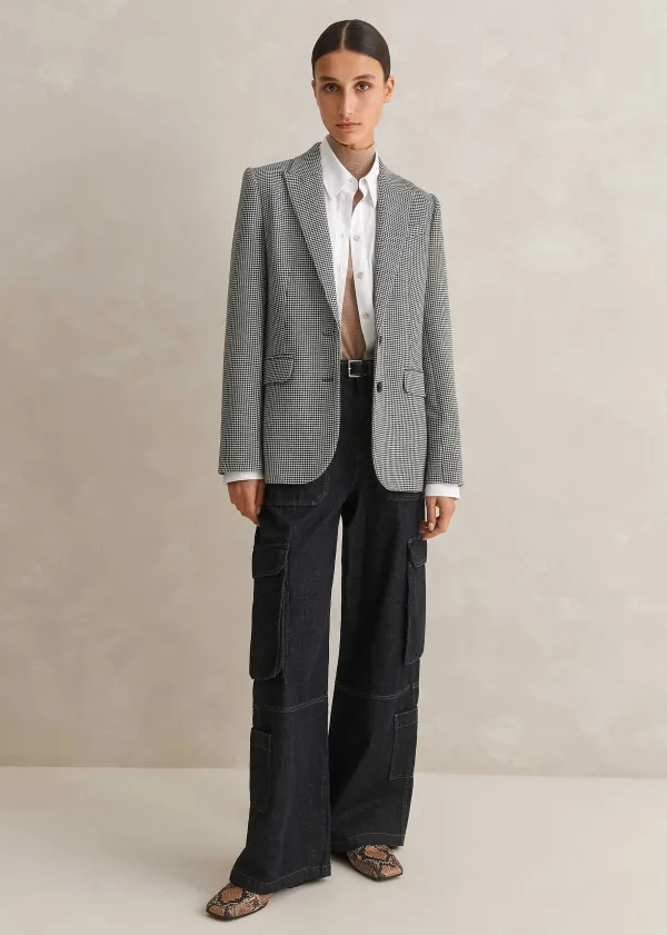 ME+EM Houndstooth Single-Breasted Blazer | Women Blazers