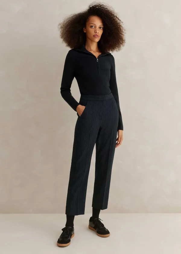 ME+EM Italian Pinstripe Slim Crop Trouser | Women Slim Trousers