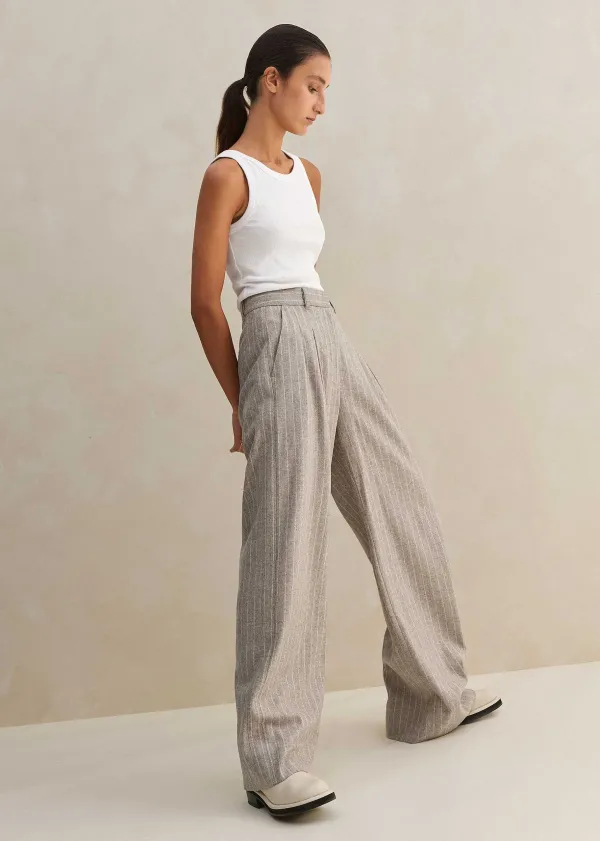 ME+EM Italian Pinstripe Wide-Leg Trouser | Women Wide-Leg Trousers