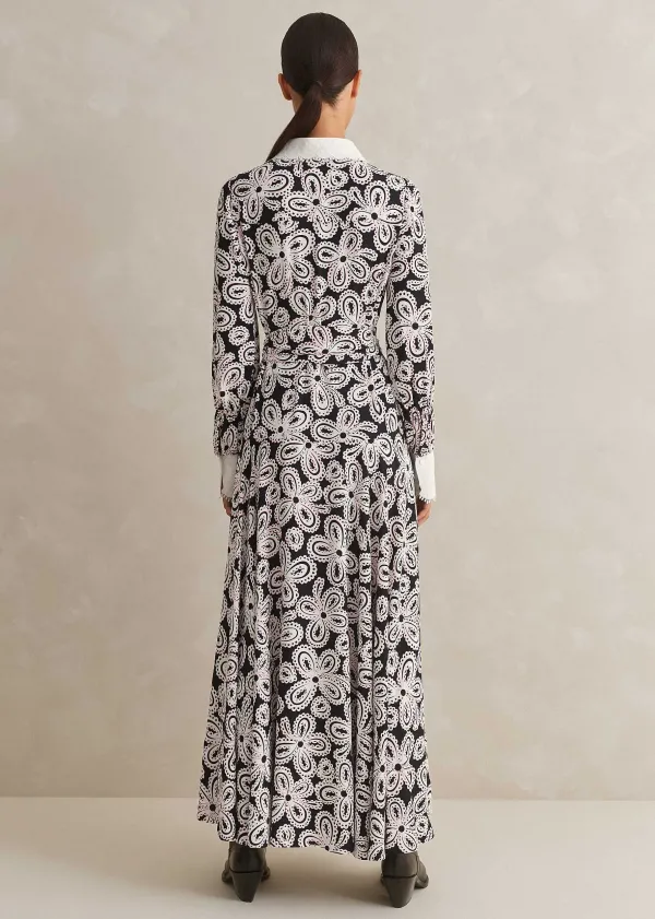 lace_flower_print_shirt_maxi_dress__belt_3.webp ME+EM Lace Flower Print Shirt Maxi Dress + Belt | Women Midi Dresses