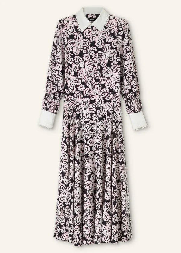 lace_flower_print_shirt_maxi_dress__belt_5.webp ME+EM Lace Flower Print Shirt Maxi Dress + Belt | Women Midi Dresses