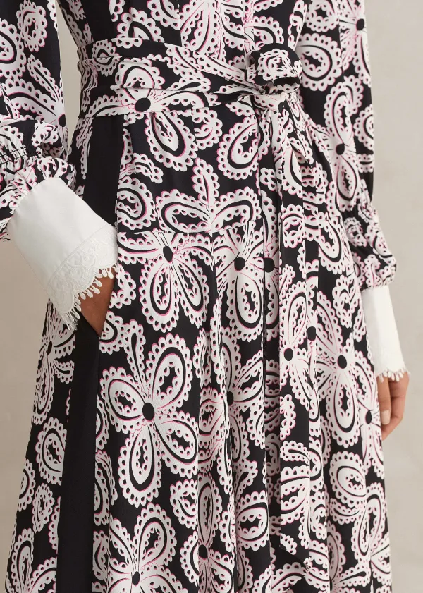 lace_flower_print_shirt_maxi_dress__belt_7.webp ME+EM Lace Flower Print Shirt Maxi Dress + Belt | Women Midi Dresses
